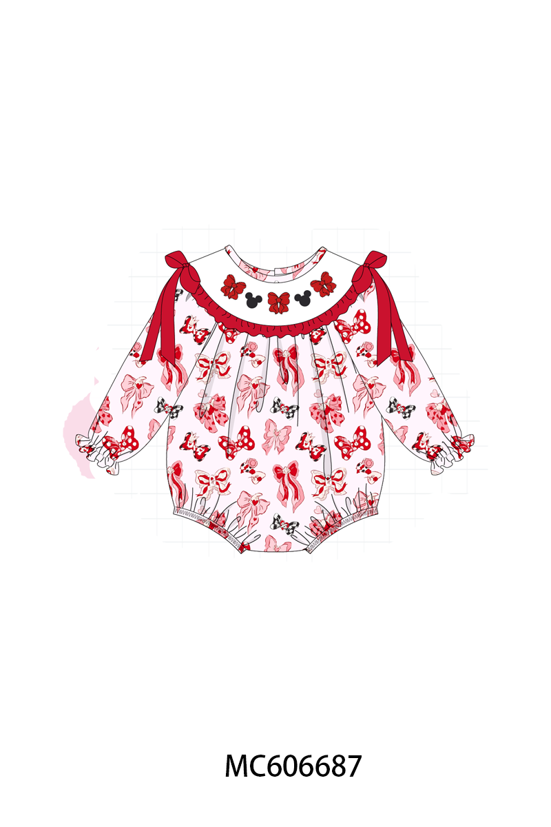 PO96 Red character bow embroidery collection