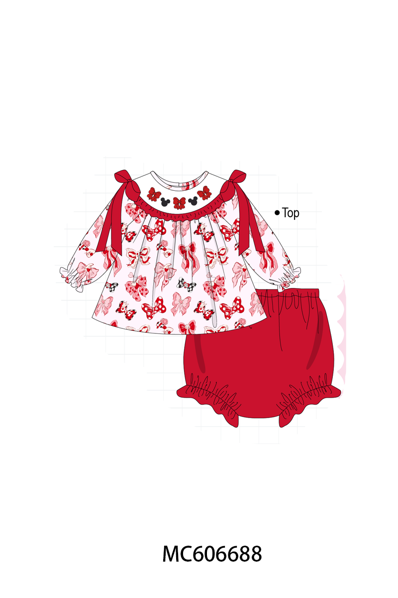 PO96 Red character bow embroidery collection
