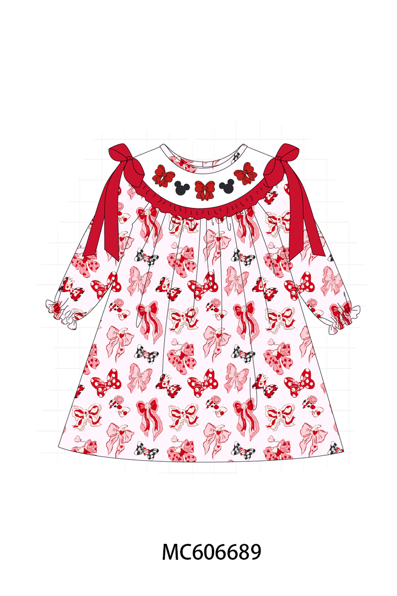 PO96 Red character bow embroidery collection