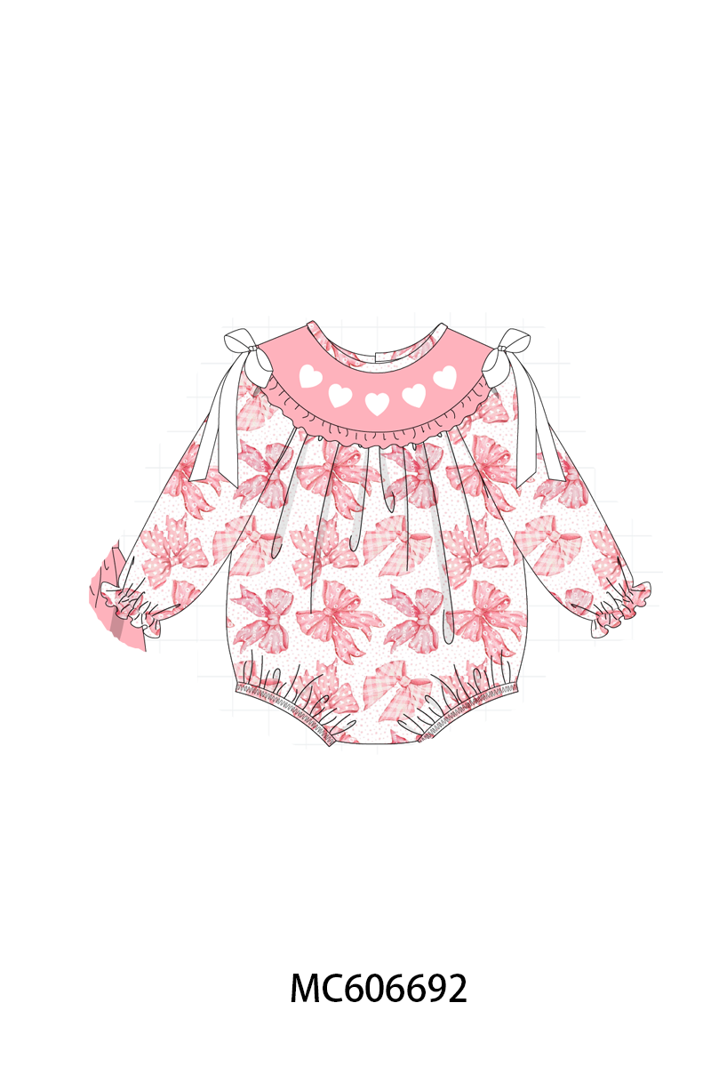 PO96 Pink heart embroidery bow collection