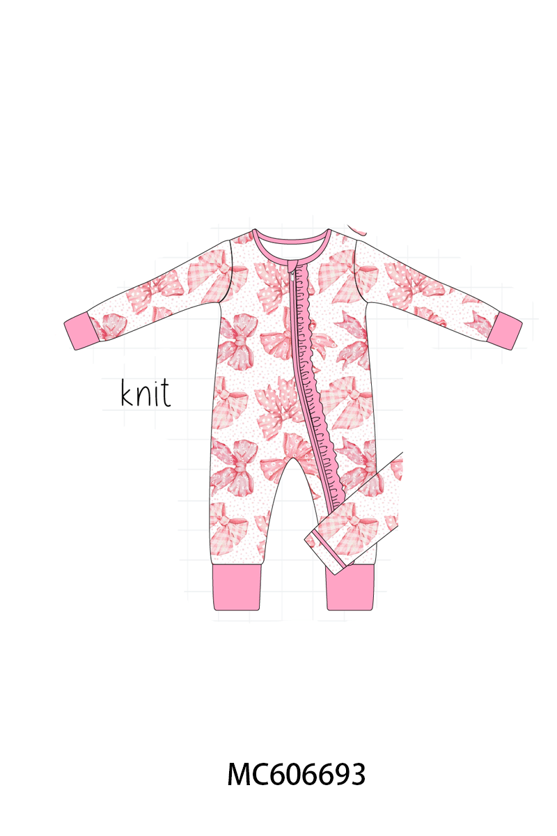 PO96 Pink heart embroidery bow collection