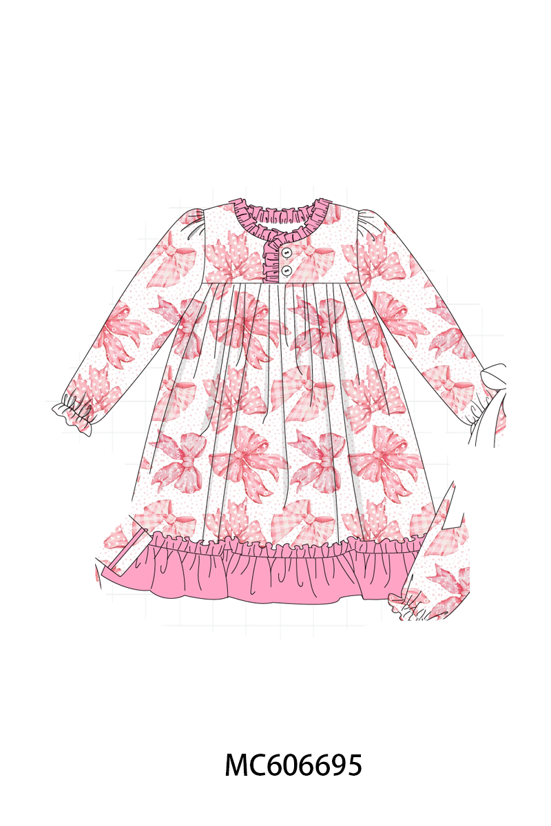 PO96 Pink heart embroidery bow collection