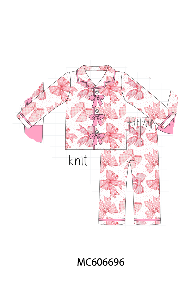PO96 Pink heart embroidery bow collection