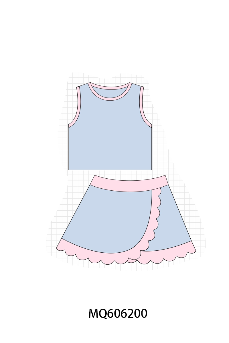 PO97 Multicolored scalloped active skorts set collection