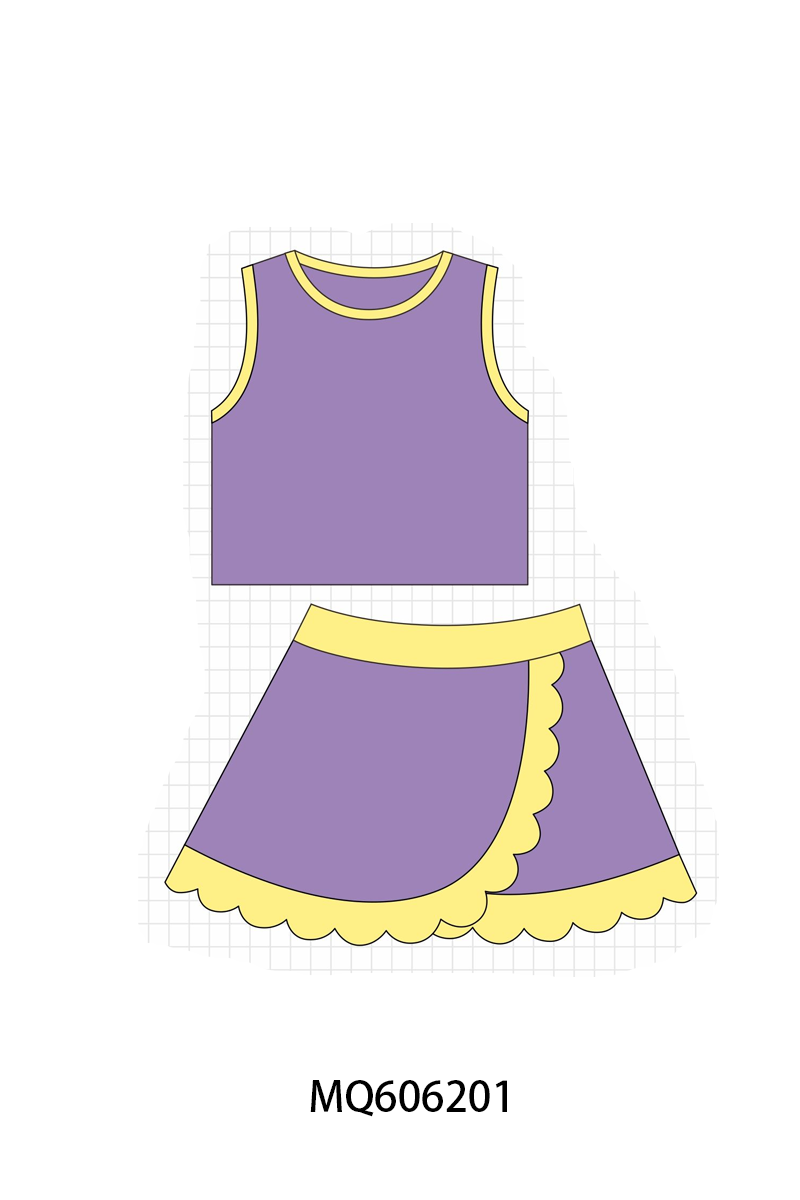 PO97 Multicolored scalloped active skorts set collection