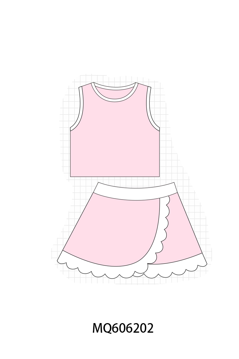 PO97 Multicolored scalloped active skorts set collection