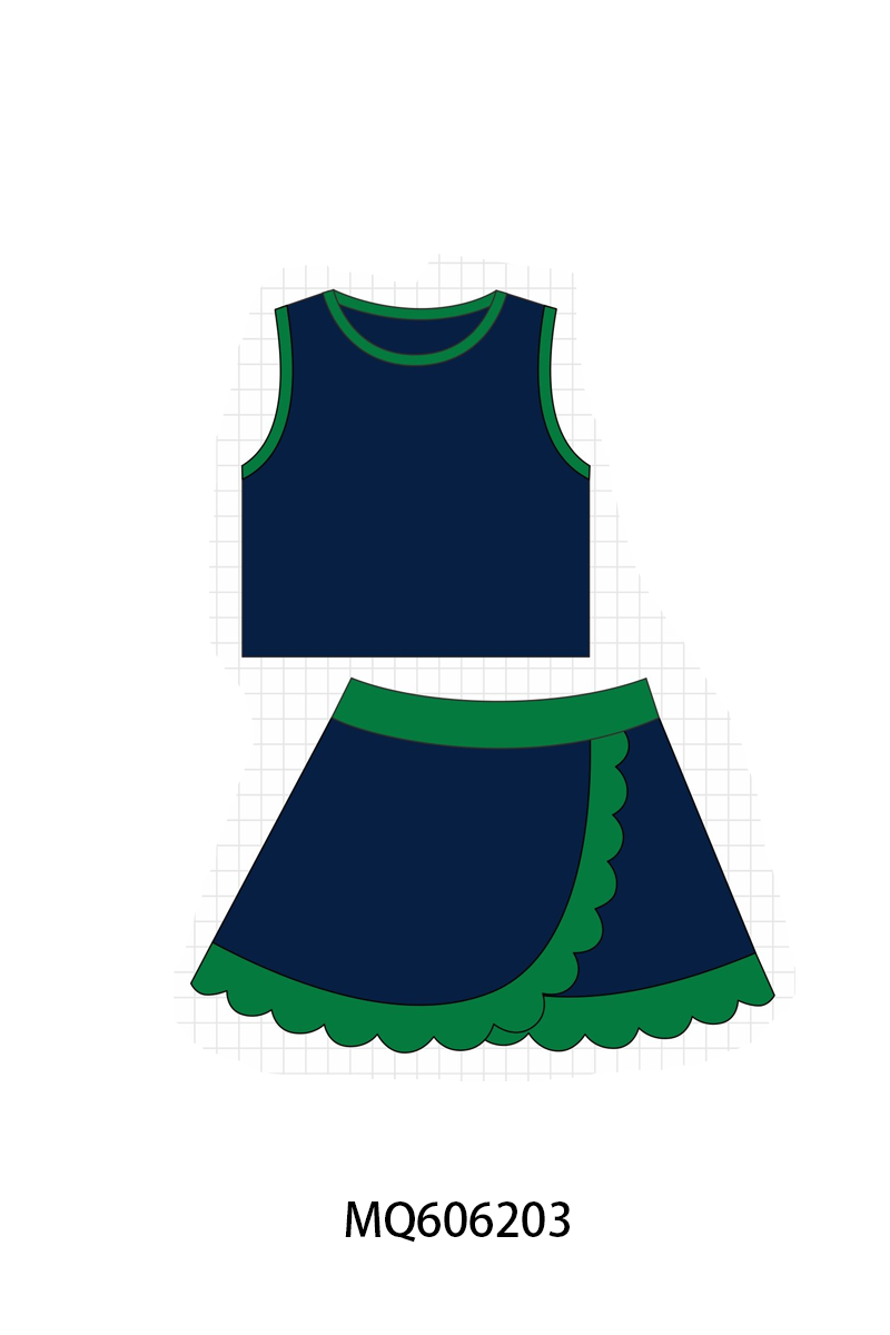 PO97 Multicolored scalloped active skorts set collection