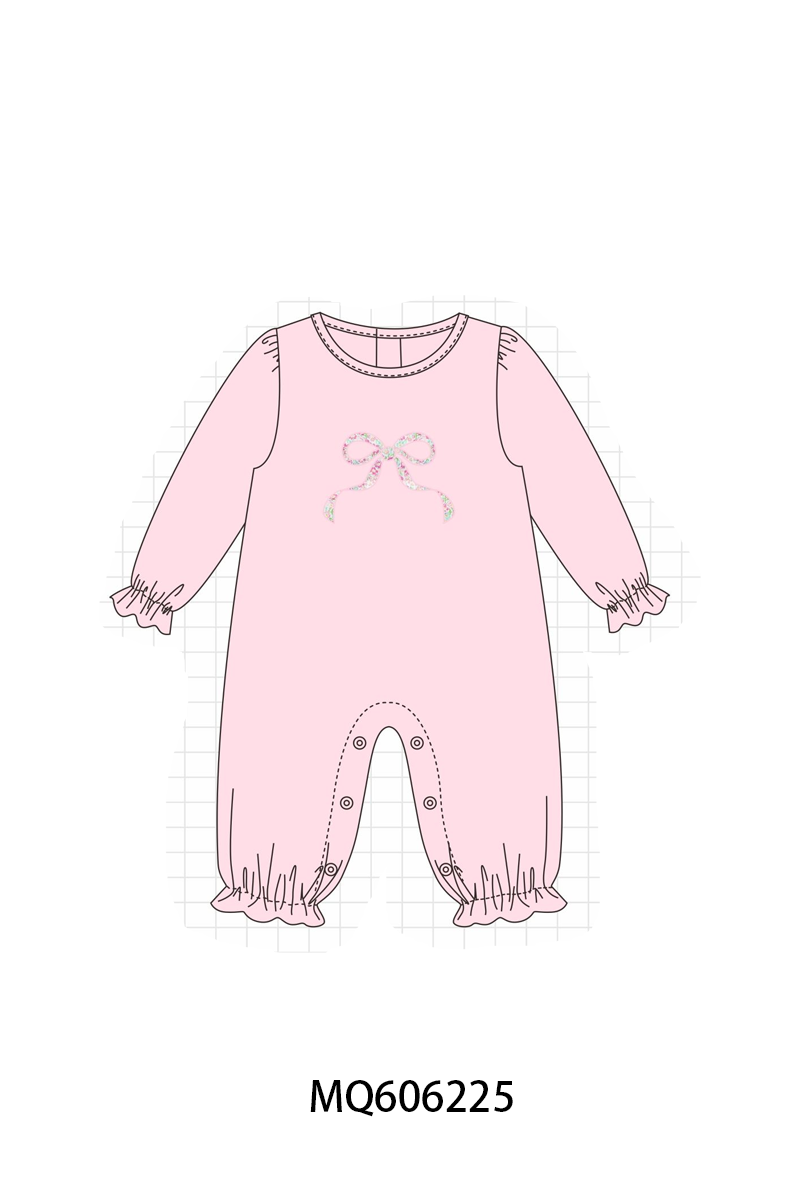 PO97 Pink floral bow applique collection