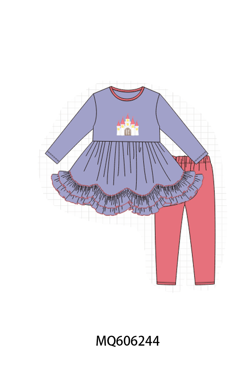 PO97 Purple castle embroidery ruffle collection