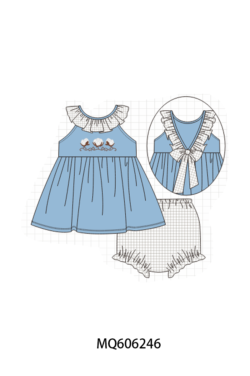 PO97 Blue cotton embroidery collection