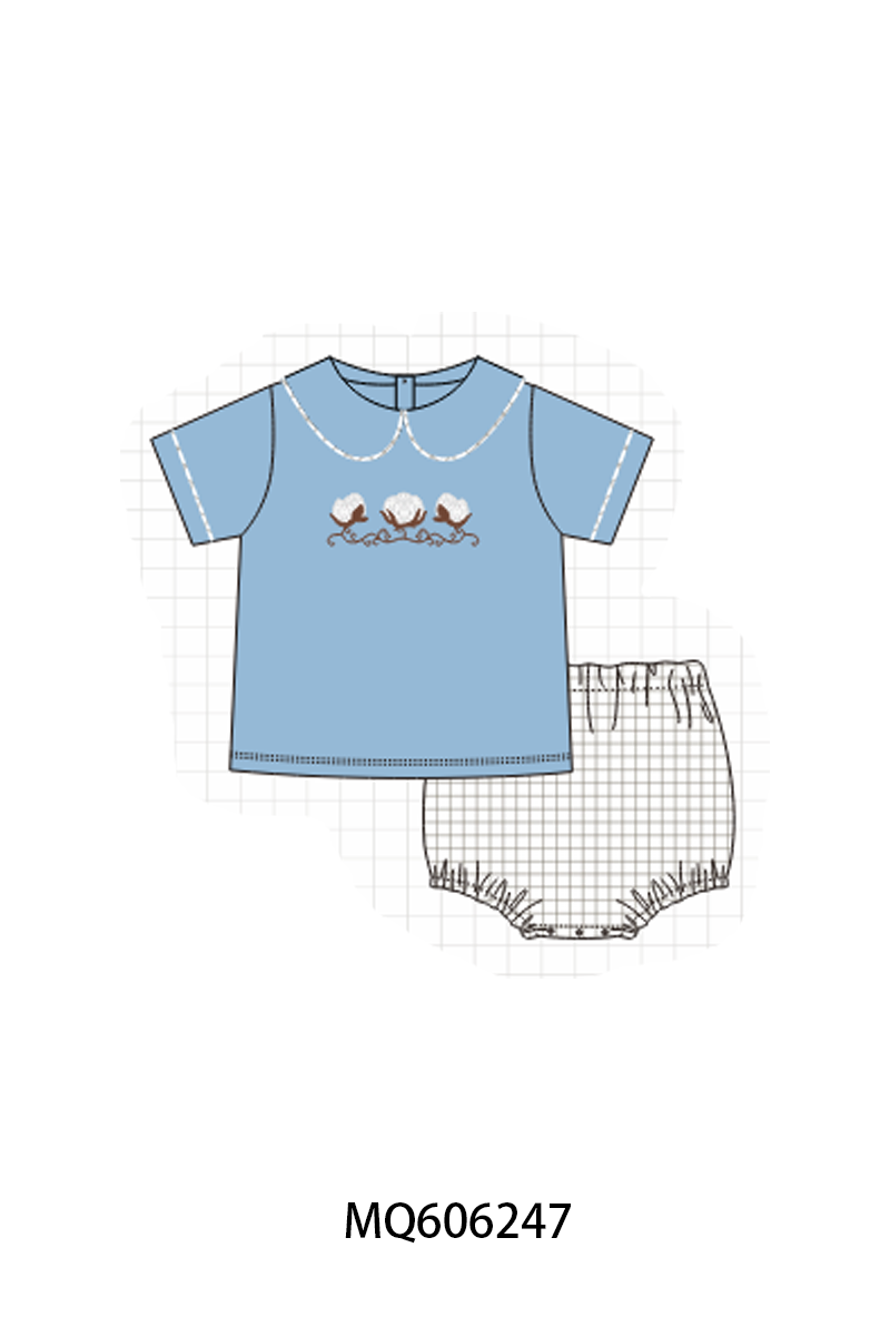 PO97 Blue cotton embroidery collection