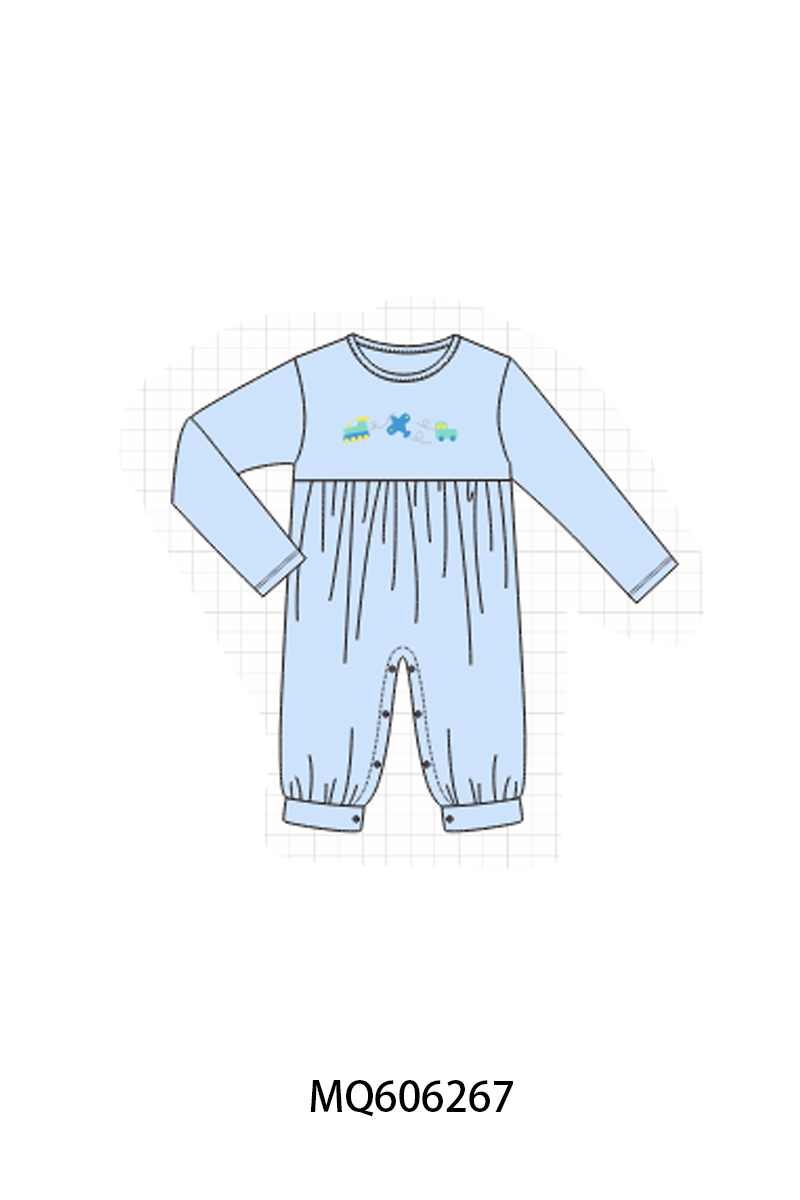 PO97 Blue traffic embroidery gingham collection