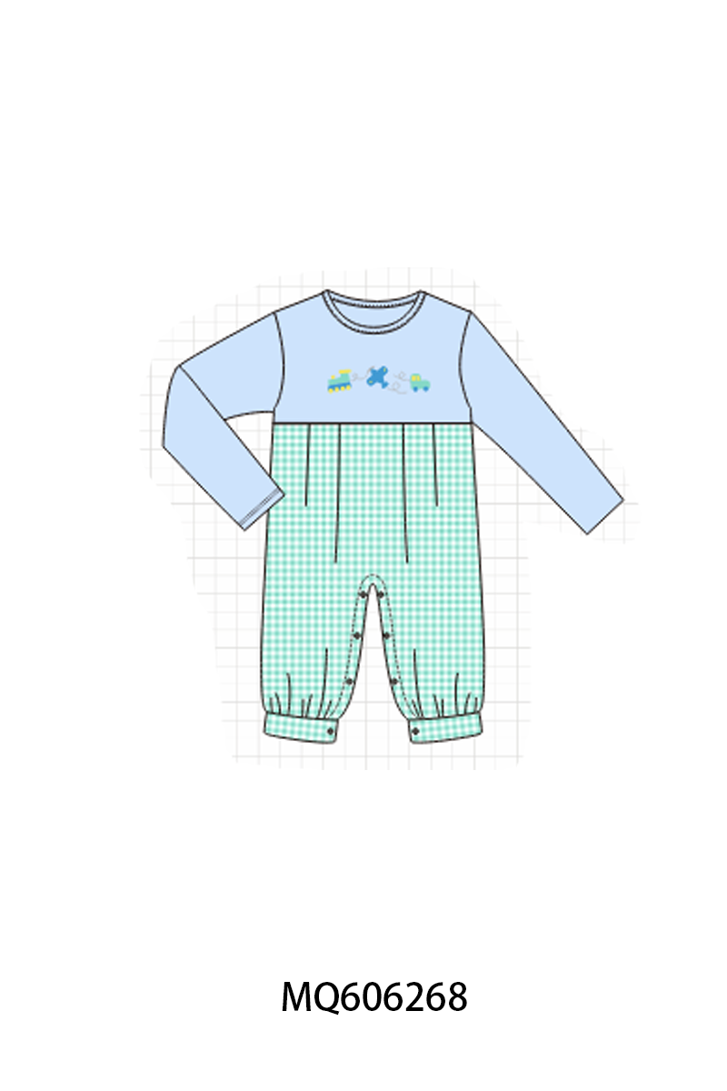 PO97 Blue traffic embroidery gingham collection