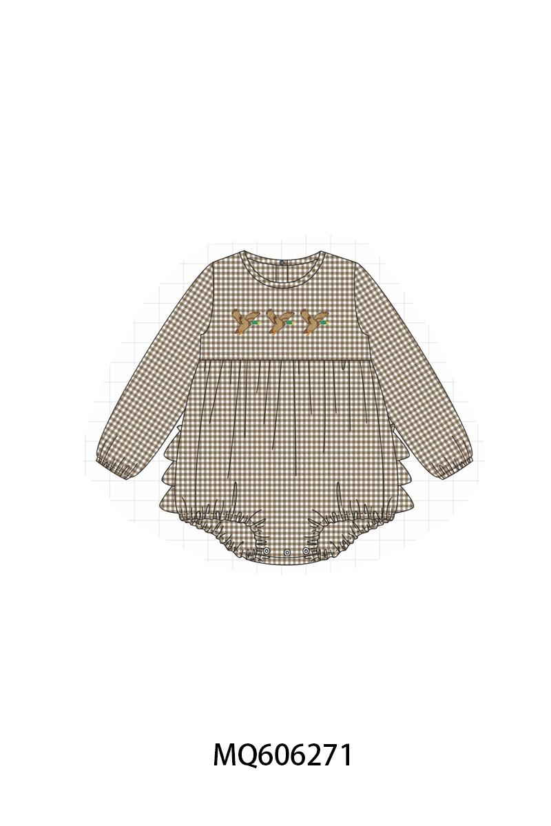 PO97 Brown duck embroidery gingham collection