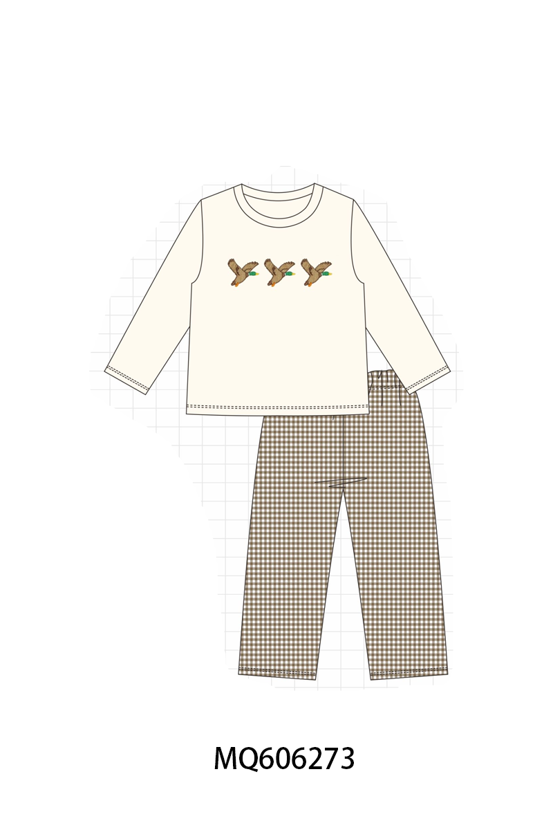 PO97 Brown duck embroidery gingham collection
