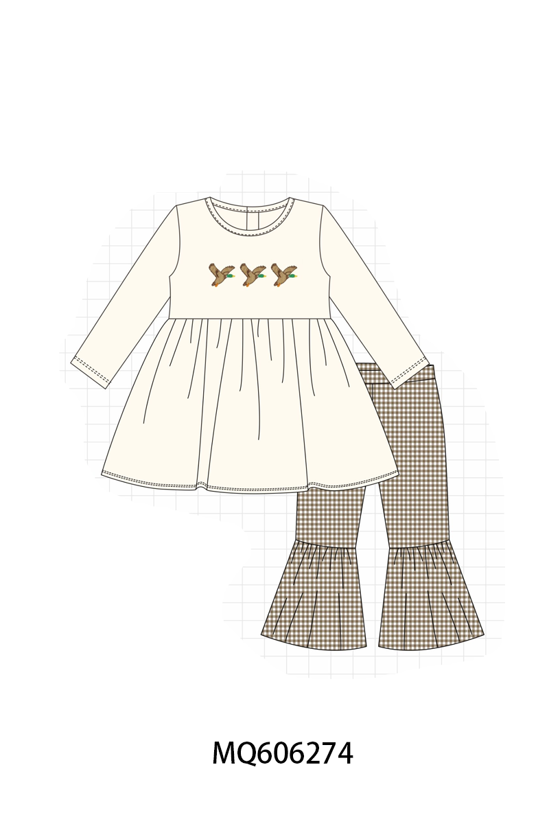 PO97 Brown duck embroidery gingham collection