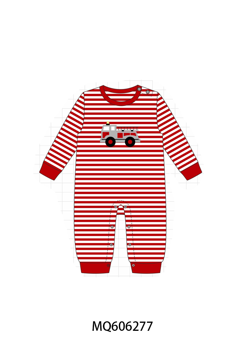 PO97 Red fire truck applique stripe collection
