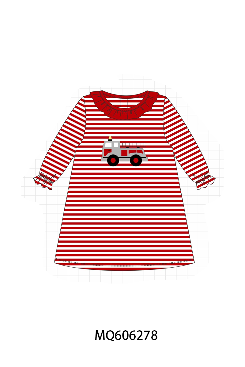 PO97 Red fire truck applique stripe collection