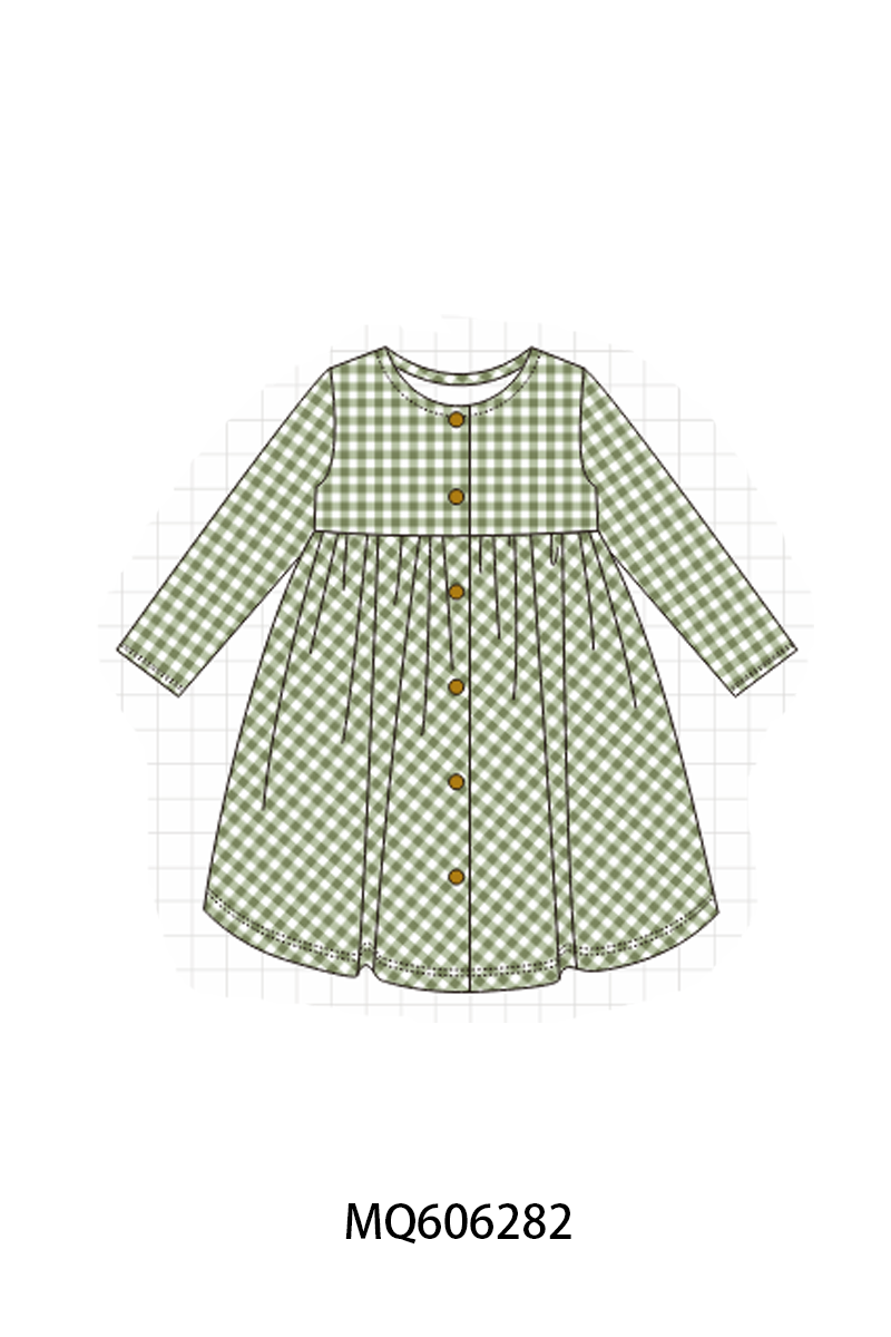 PO97 Multicolored gingham button dress collection