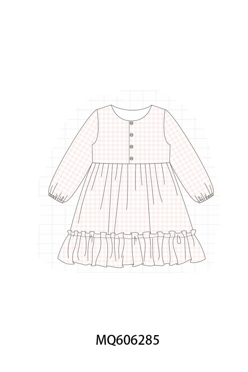 PO97 Multicolored plaid ruffle dress collection