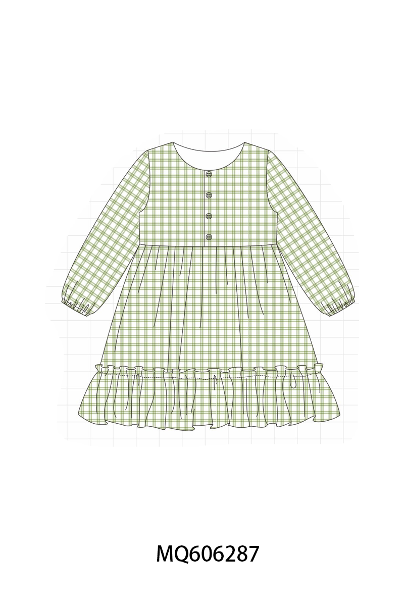 PO97 Multicolored plaid ruffle dress collection