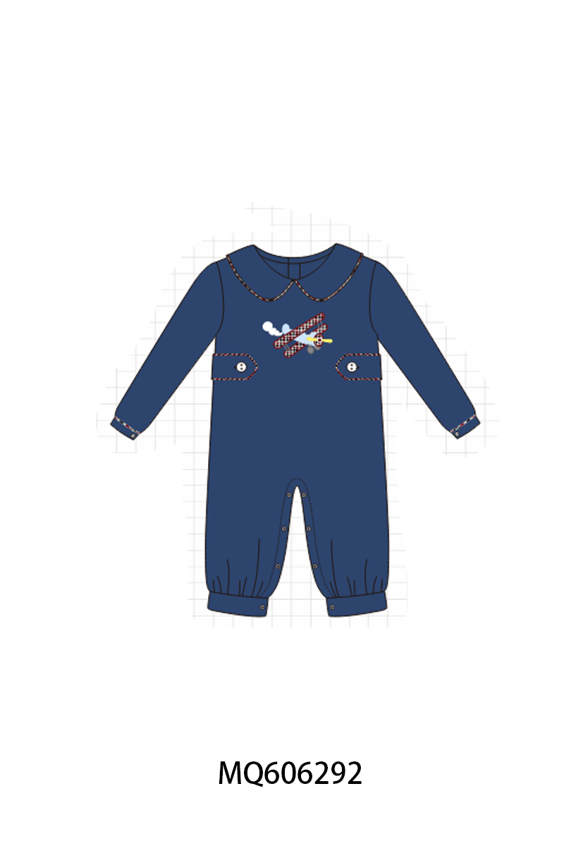 PO97 Navy plane applique plaid collection