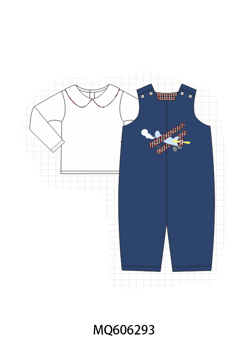 PO97 Navy plane applique plaid collection