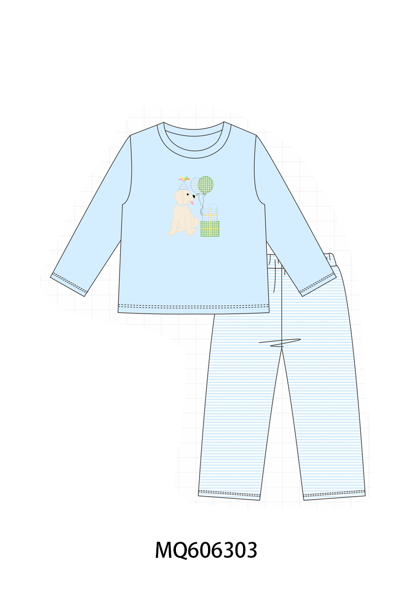 PO97 Pink&blue puppy embroidery collection