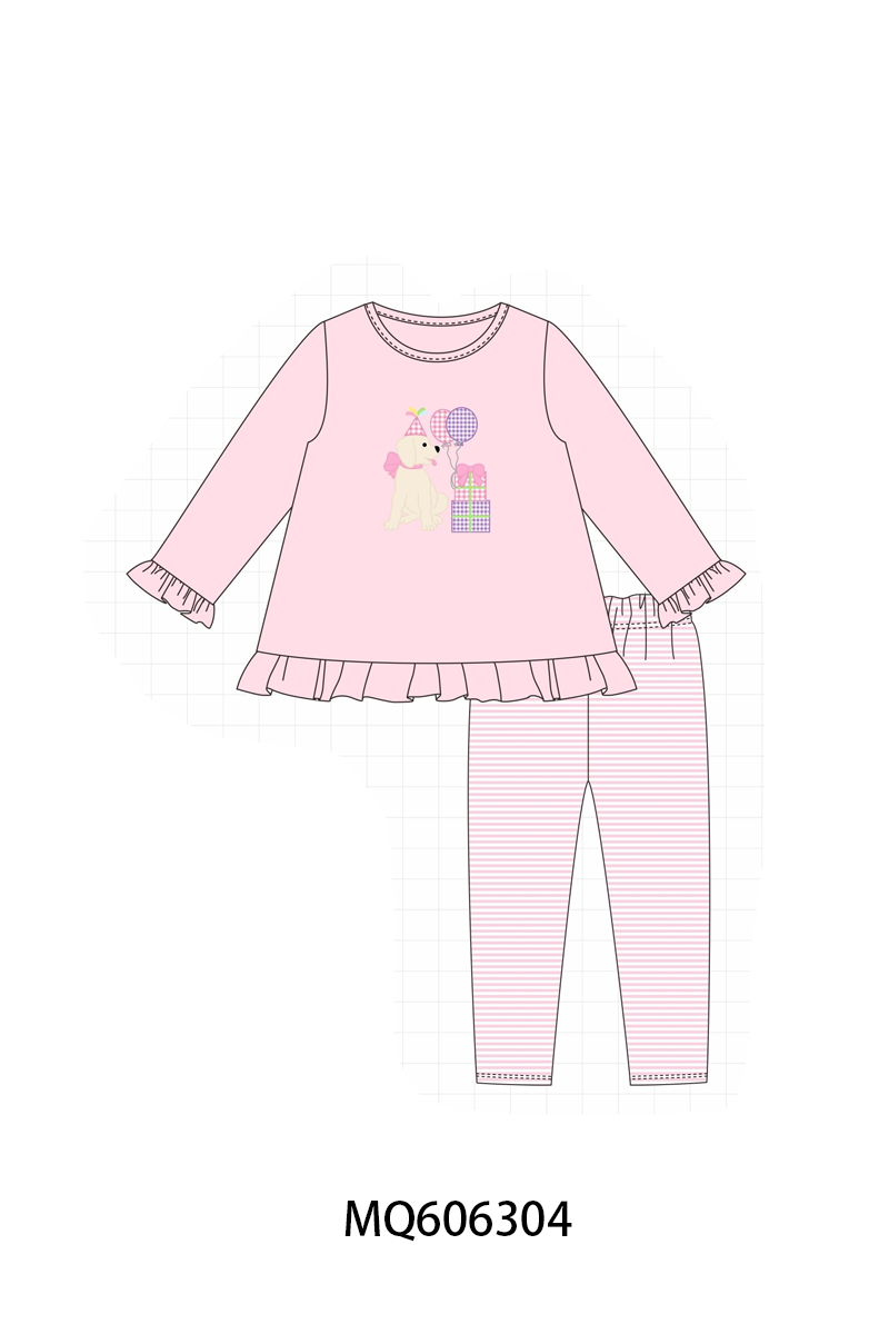 PO97 Pink&blue puppy embroidery collection