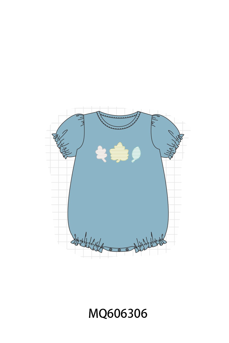 PO97 Teal leaves applique collection