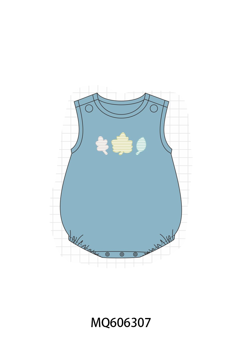 PO97 Teal leaves applique collection