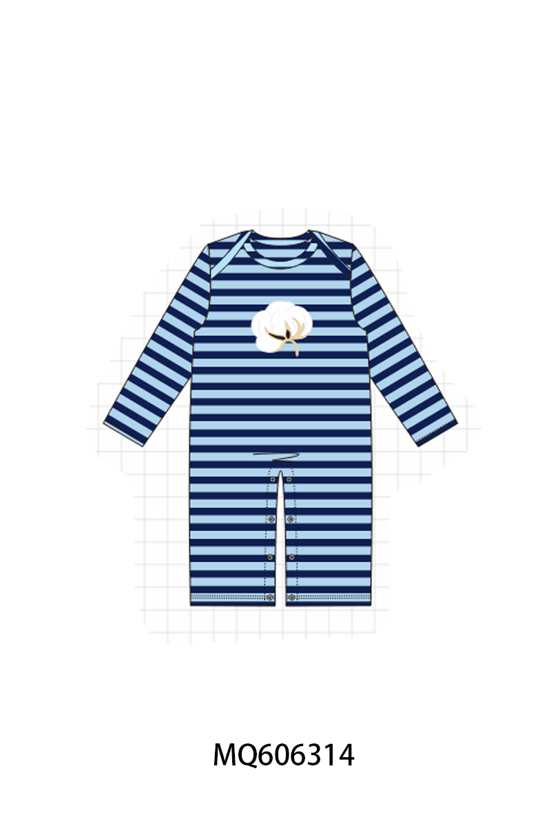 PO97 Navy cotton embroidery stripe collection