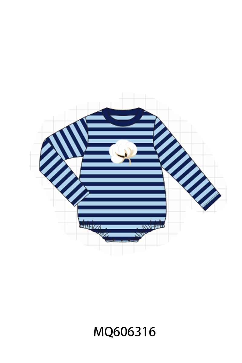 PO97 Navy cotton embroidery stripe collection