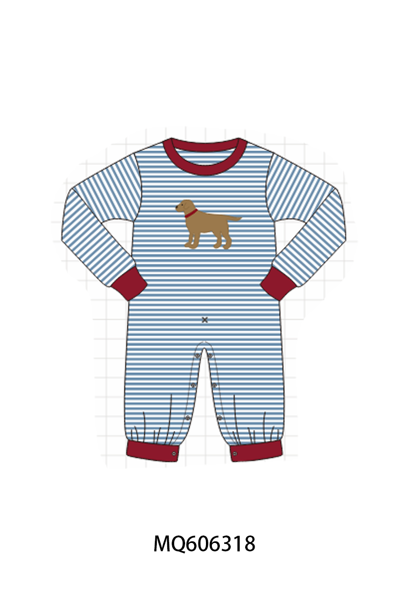 PO97 Red puppy applique stripe collection