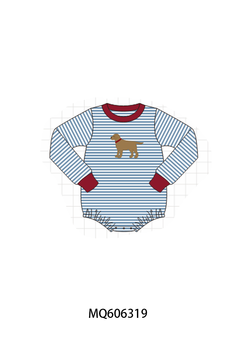 PO97 Red puppy applique stripe collection