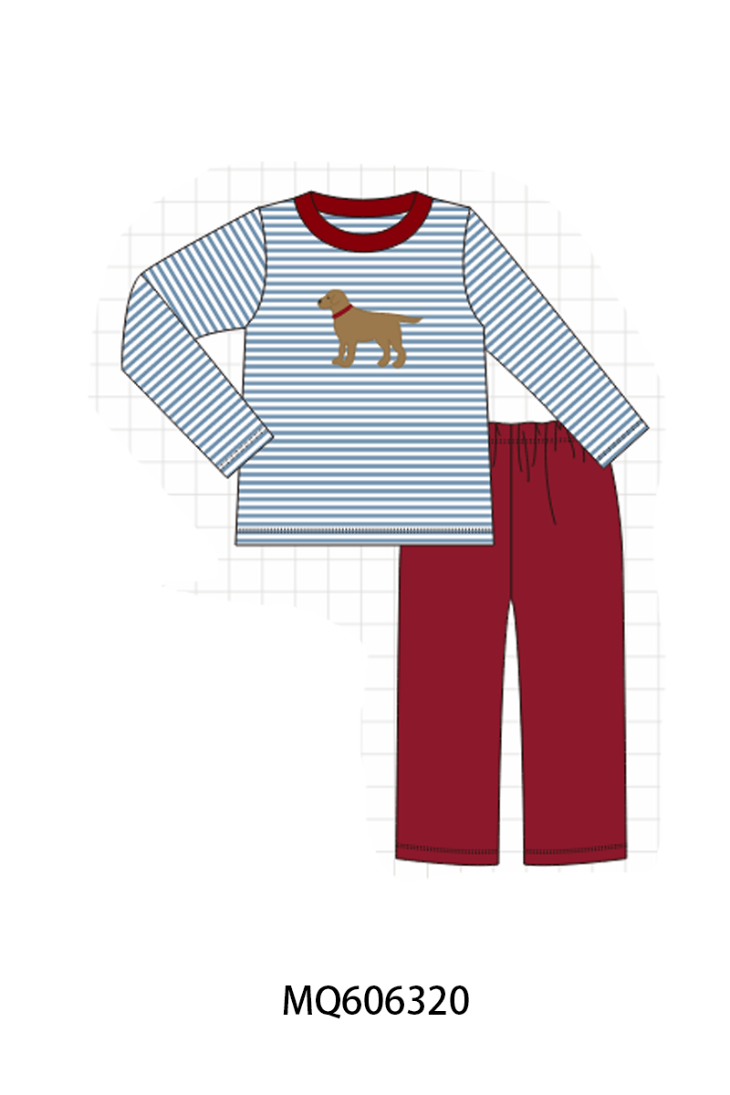 PO97 Red puppy applique stripe collection