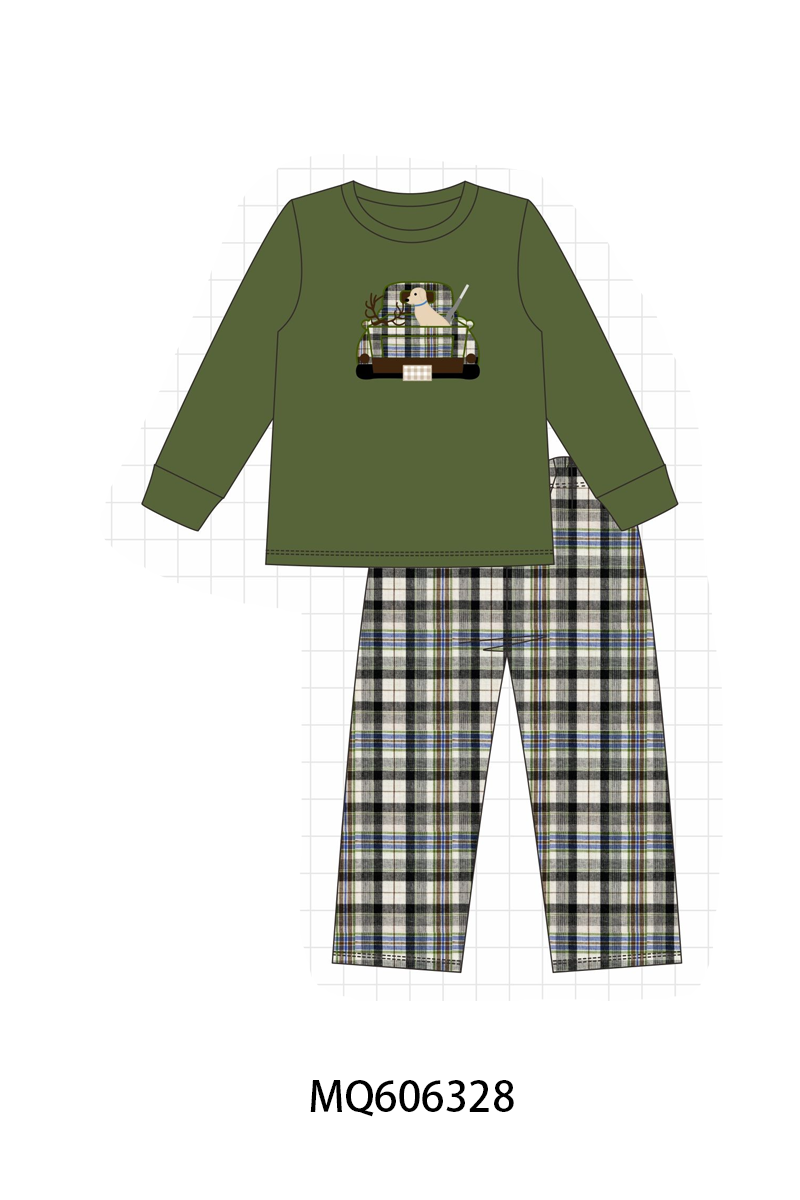 PO97 Forest hunting embroidery plaid collection
