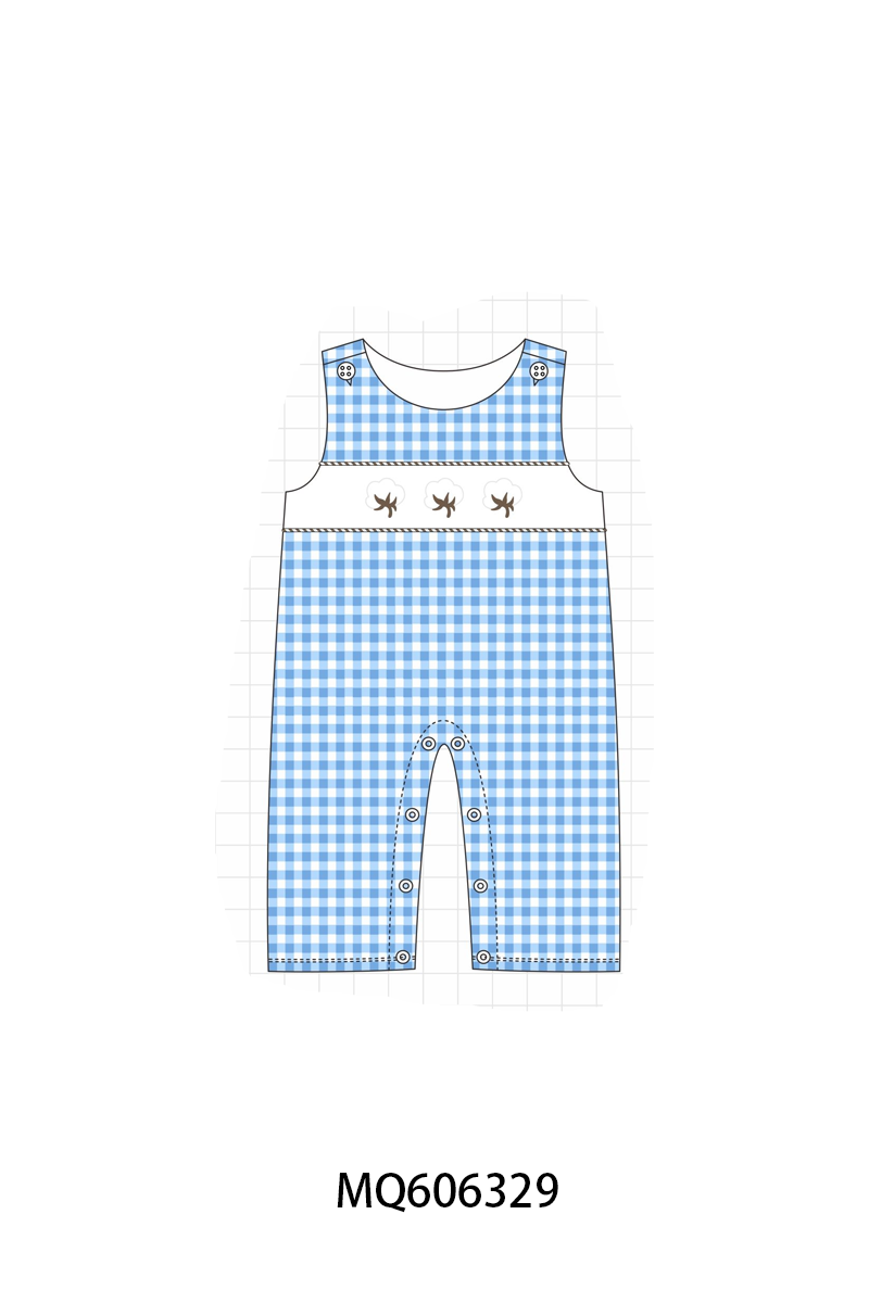 PO97 Blue cotton embroidery gingham collection