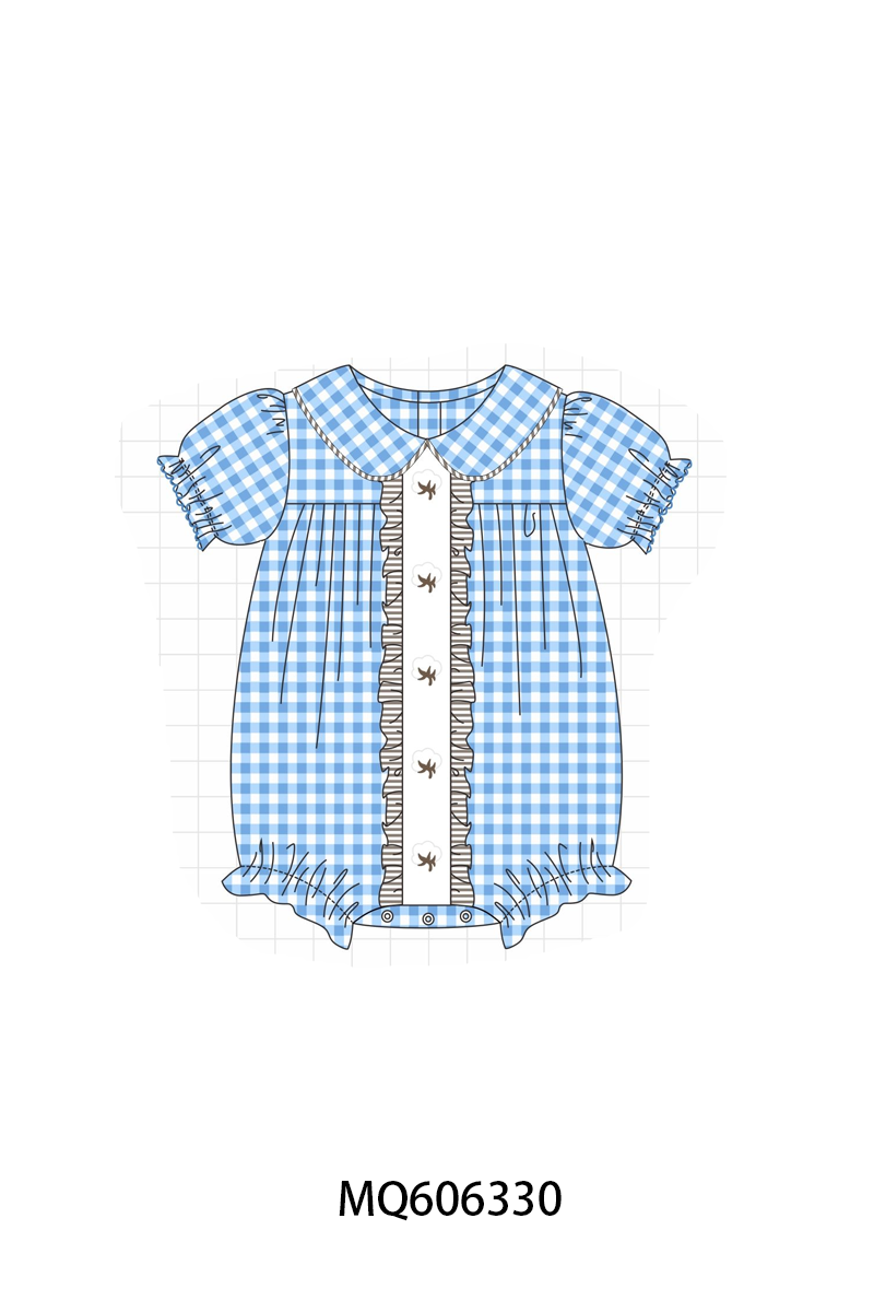 PO97 Blue cotton embroidery gingham collection