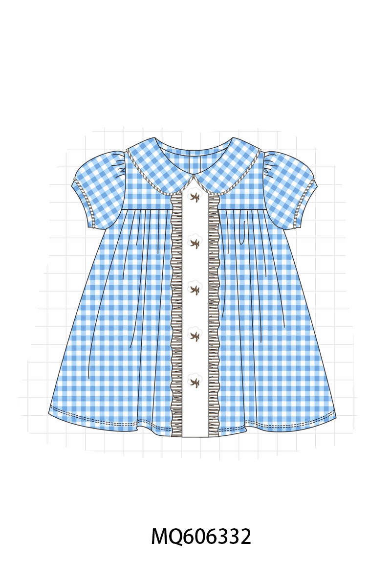 PO97 Blue cotton embroidery gingham collection