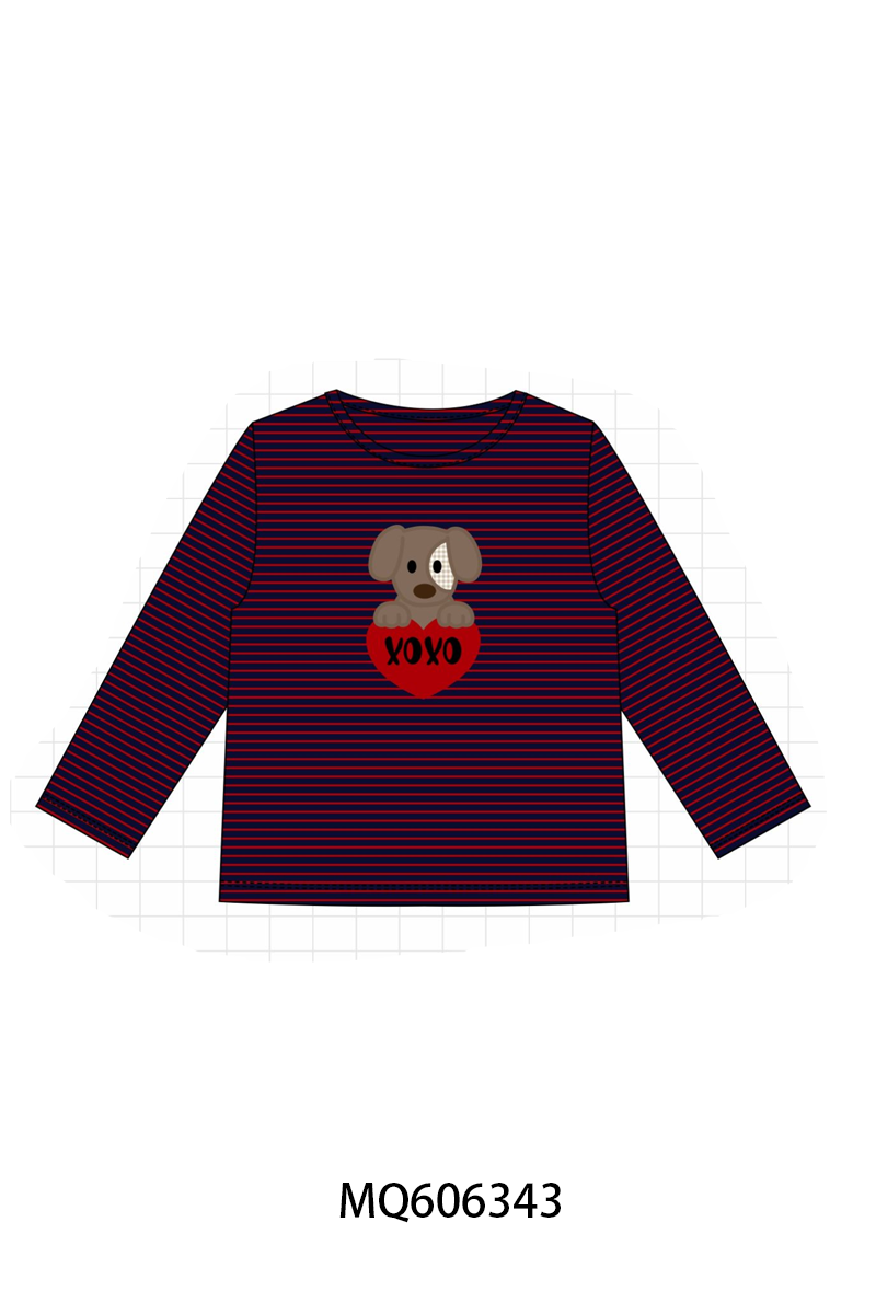 PO97 Navy puppy XOXO applique stripe collection