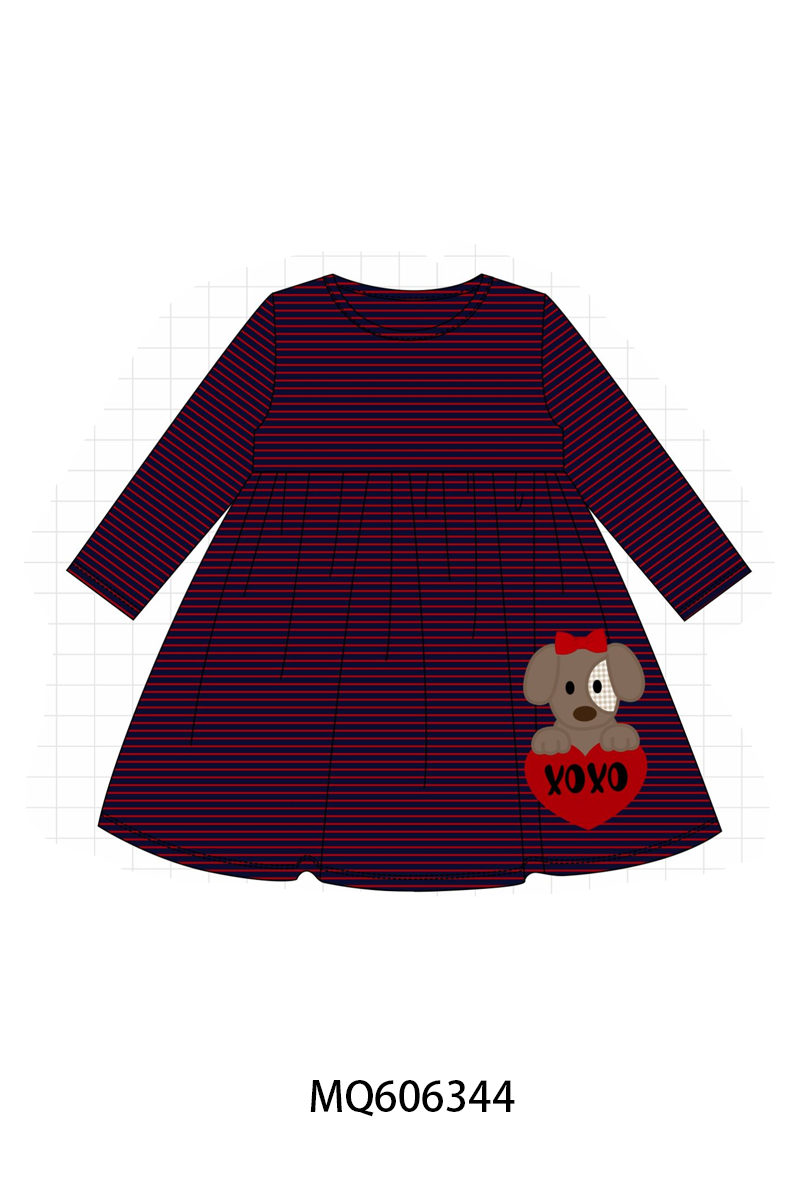 PO97 Navy puppy XOXO applique stripe collection