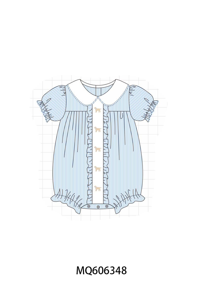PO97 Blue stripe puppy embroidery collection
