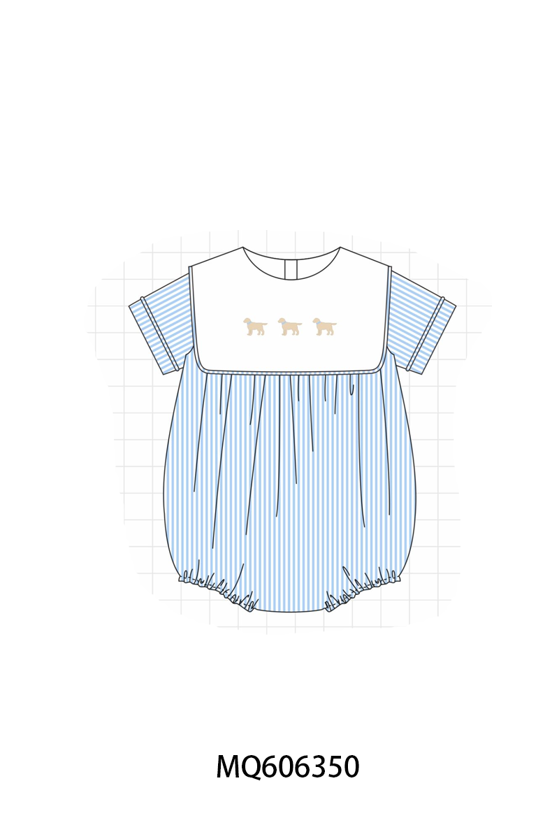 PO97 Blue stripe puppy embroidery collection