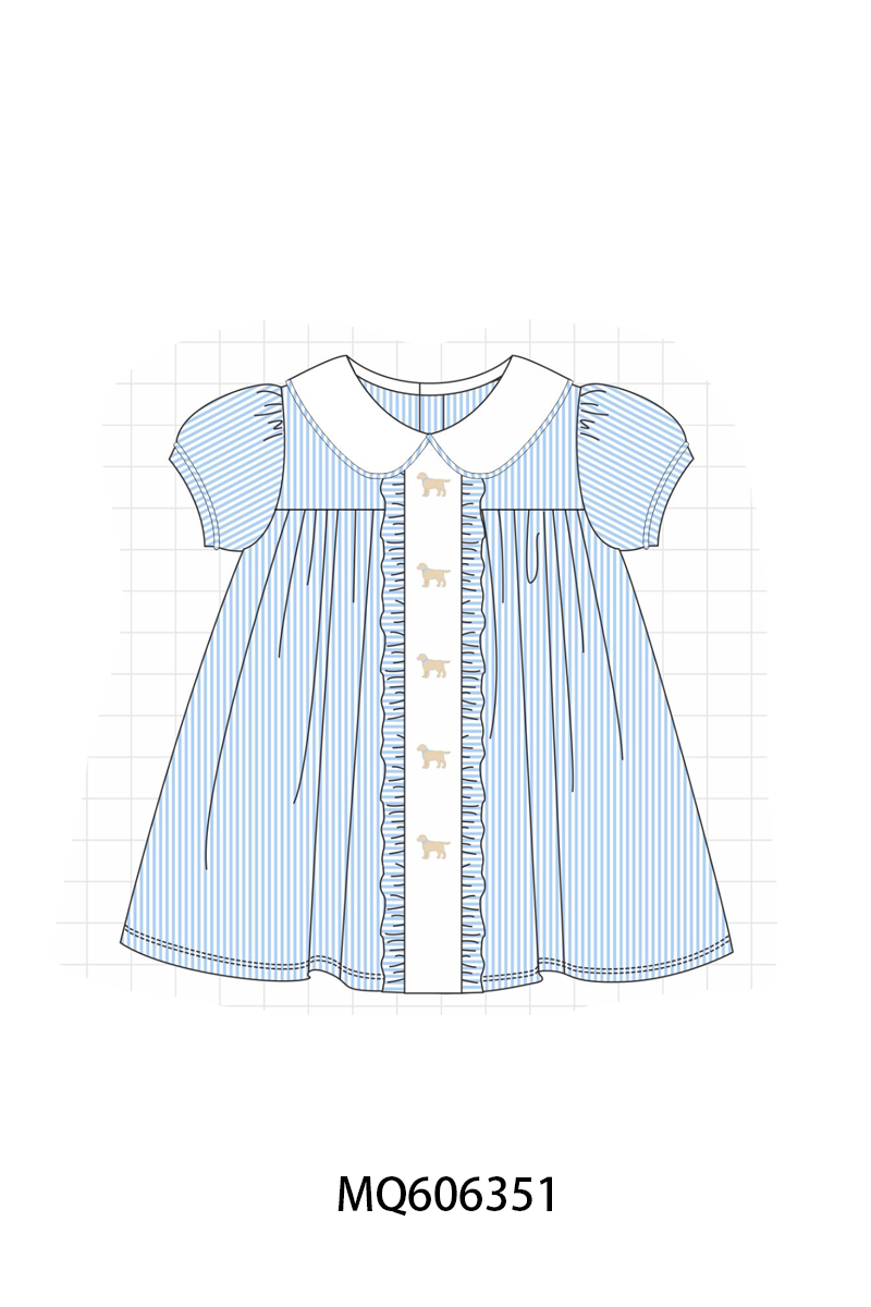 PO97 Blue stripe puppy embroidery collection