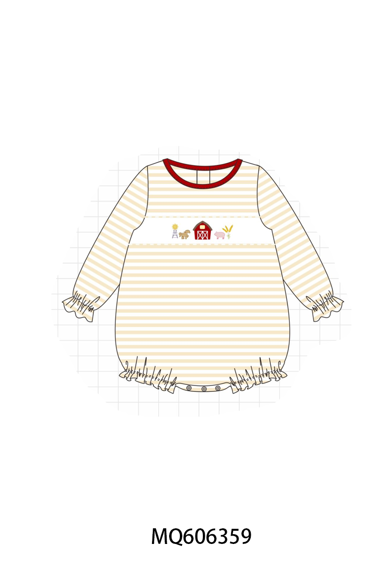 PO97 Red farm embroidery stripe collection