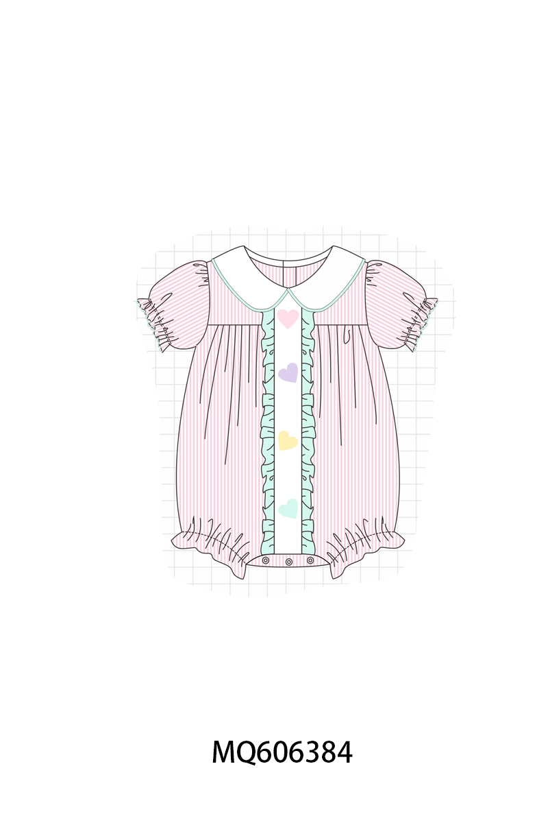 PO97 Pink stripe heart french knot ruffle collection