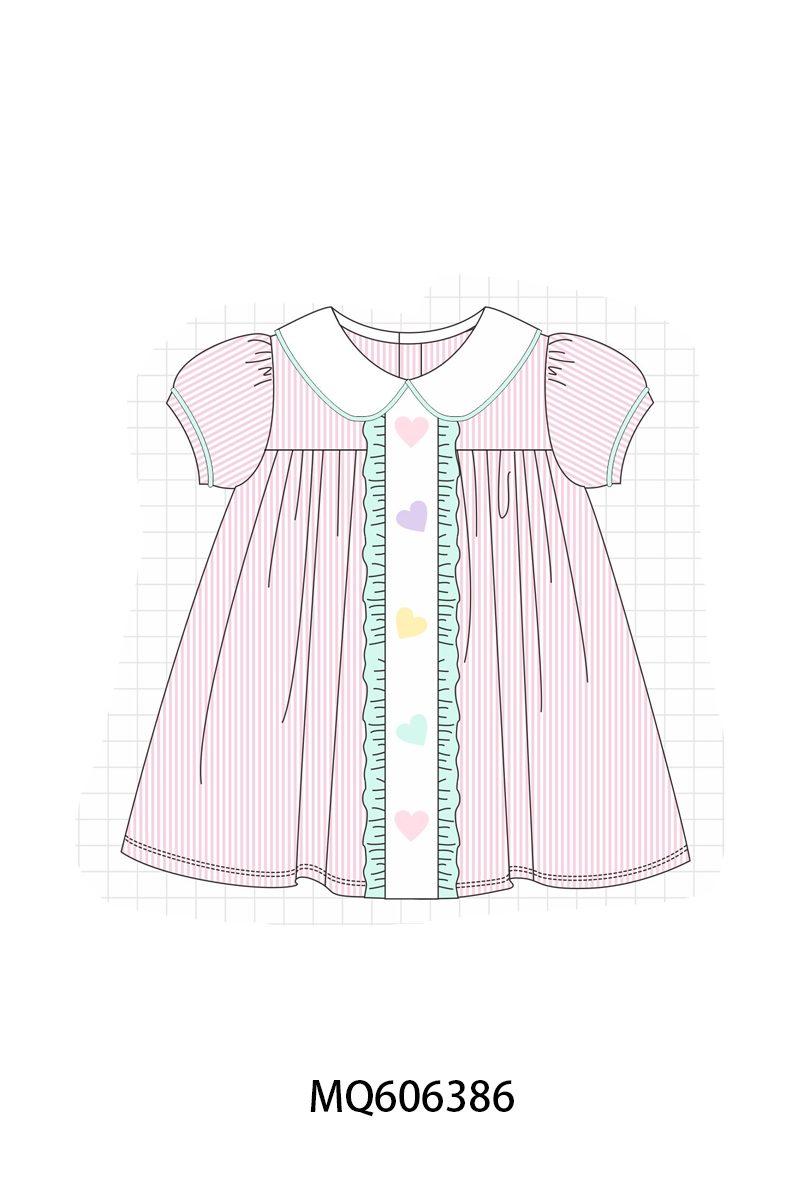 PO97 Pink stripe heart french knot ruffle collection