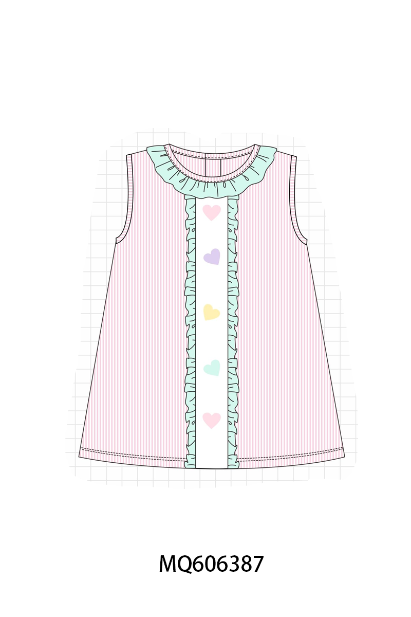 PO97 Pink stripe heart french knot ruffle collection