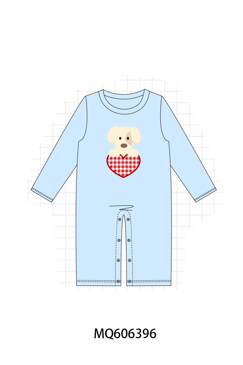 PO97 Blue&pink puppy heart applique collection
